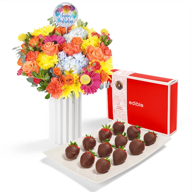 Bouquet and Dipped Berry Gift Set