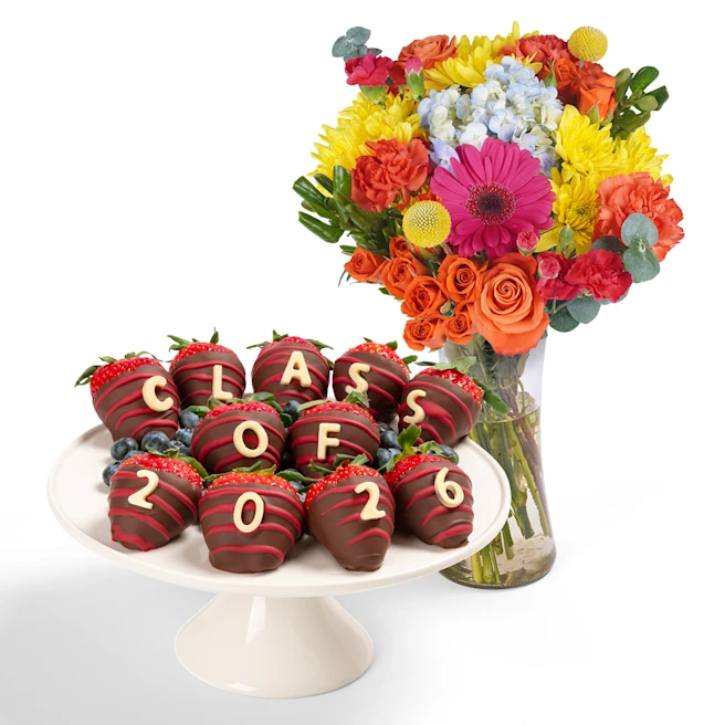 Class of 2026 Dessert Platter & Flowers Gift Set