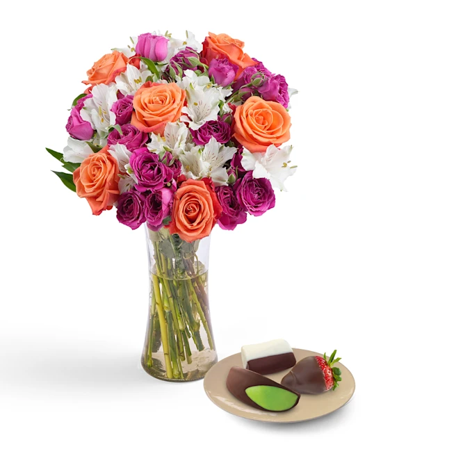 Fresher Than Ever Roses & Mixed Fruit Gift Bundle