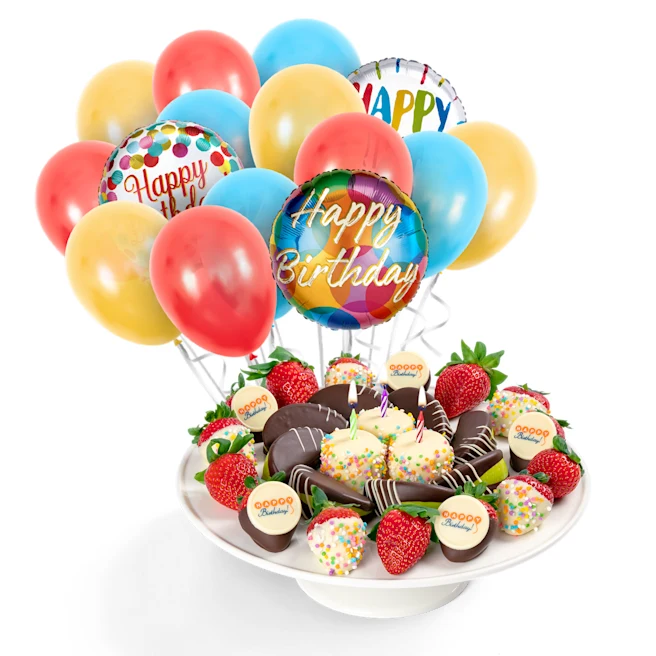 Happy Birthday Platter & Balloon Bouquet