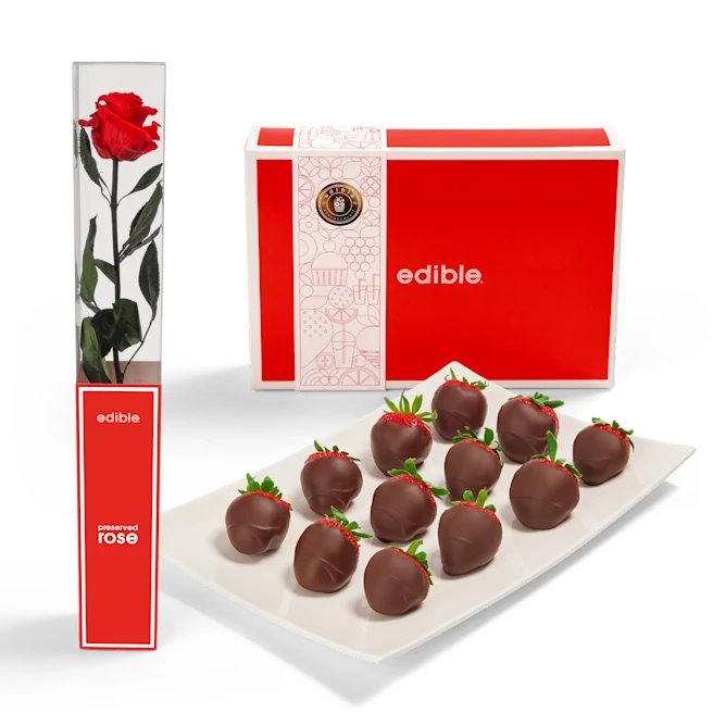 Preserved Rose & Dipped Berry Gift Set